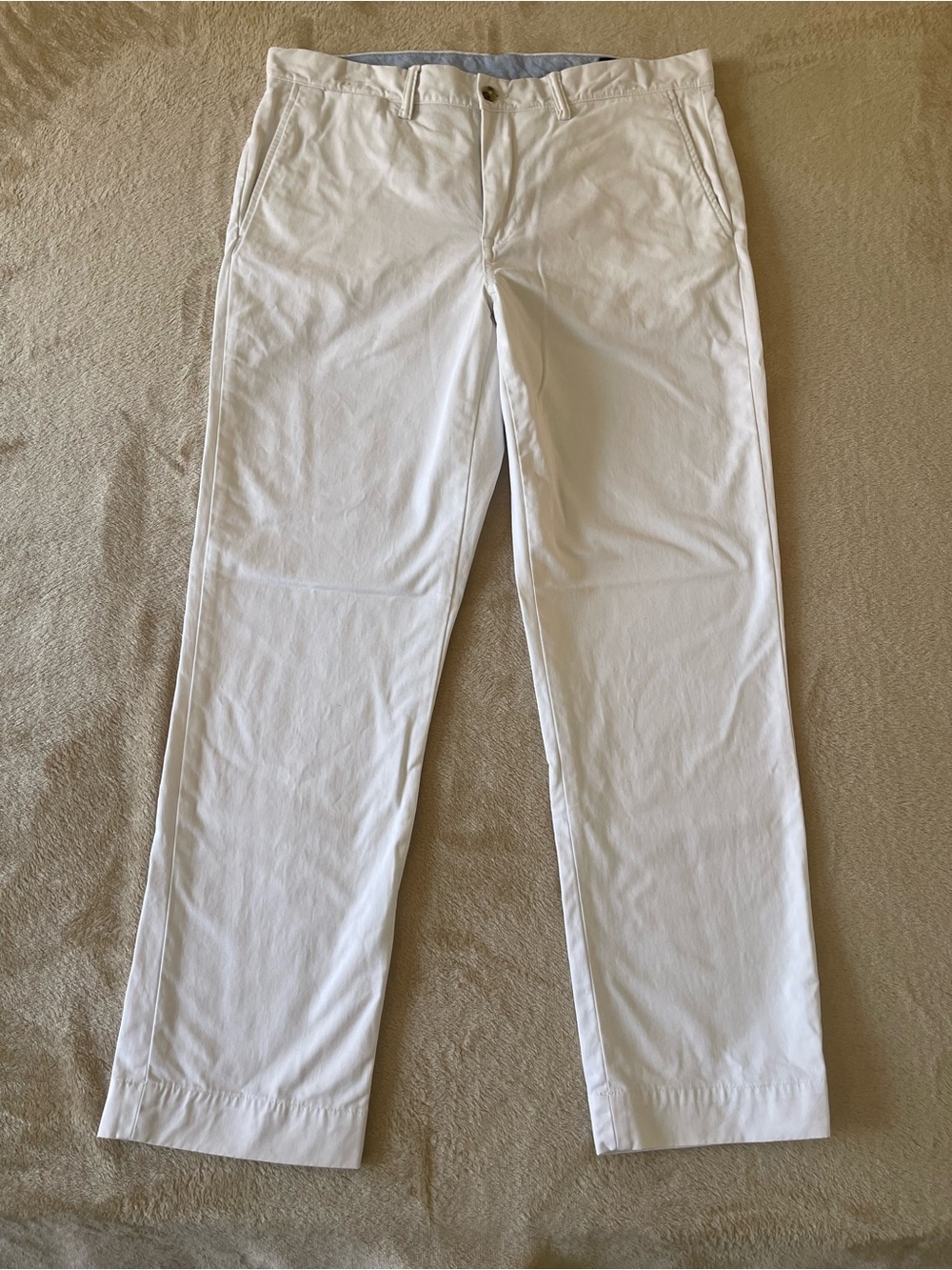 Polo Ralph Lauren Stretch Straight Fit White Chino Pants Mens 35x30 Flat Front